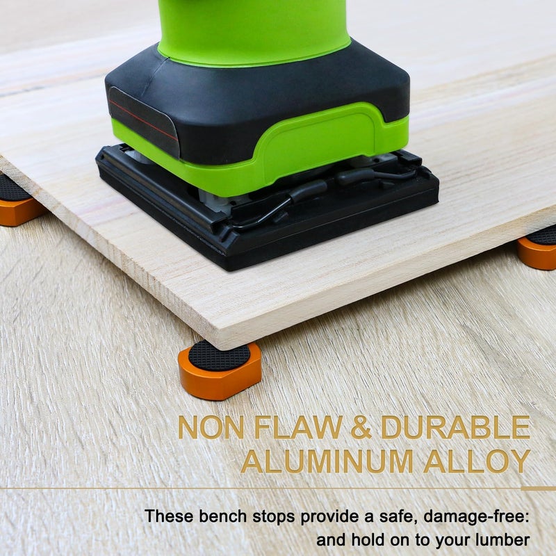 ViewReal 8-Pack 3/4" Aluminum Bench Dogs Non-Slip Bench Dog Clamps Accessories for MFT Workbench, Woodworking & DIY Projects (19mm Orange) - Image 2